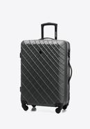 Średnia walizka z ABS-u w ukośną kratkę, stalowo-czarny, 56-3A-552-31, Zdjęcie 5