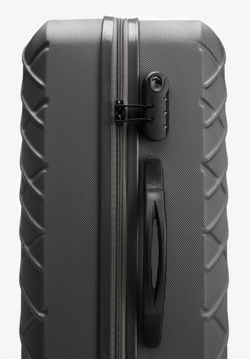 Średnia walizka z ABS-u w ukośną kratkę, stalowo-czarny, 56-3A-552-31, Zdjęcie 8