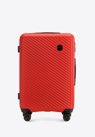 Średnia walizka z ABS-u w ukośne paski, czerwony, 56-3A-742-30, Zdjęcie 1