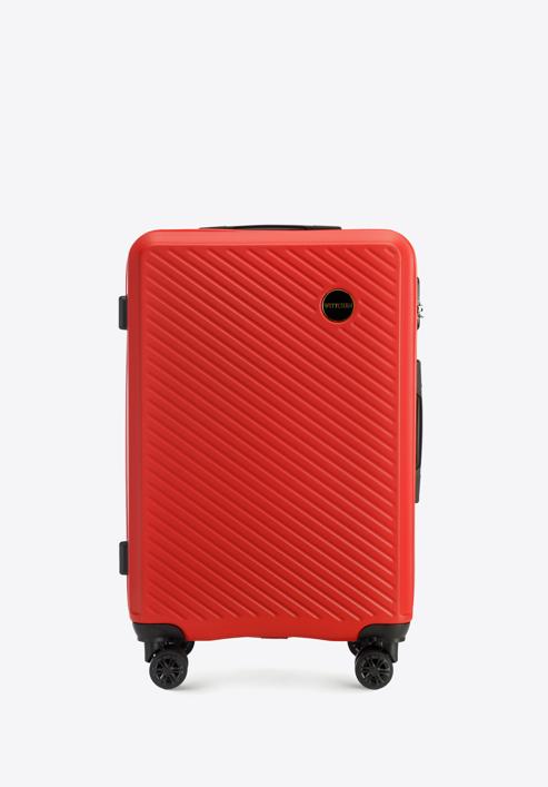 Średnia walizka z ABS-u w ukośne paski, czerwony, 56-3A-742-80, Zdjęcie 1