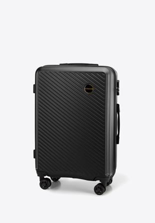Zestaw walizek z ABS-u w ukośne paseczki, czarny, 56-3A-74S-10, Zdjęcie 1