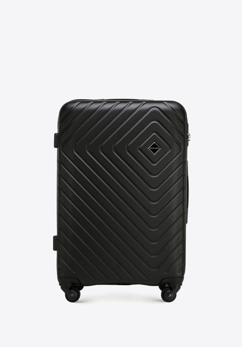 艢rednia walizka z ABS-u z geometrycznym t艂oczeniem, czarny, 56-3A-752-34, Zdj臋cie 1