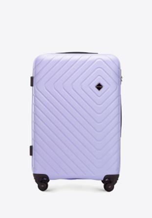 Średnia walizka z ABS-u z geometrycznym tłoczeniem, fioletowy, 56-3A-752-24, Zdjęcie 1