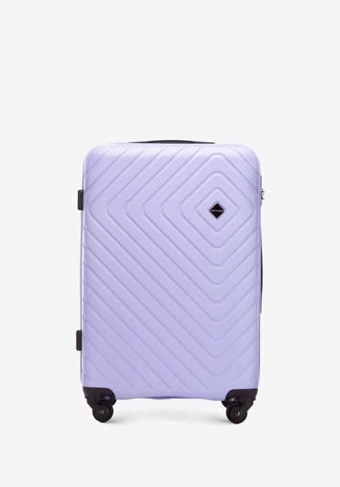 Średnia walizka z ABS-u z geometrycznym tłoczeniem, jasny fiolet, 56-3A-752-11, Zdjęcie 1