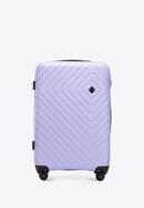 Średnia walizka z ABS-u z geometrycznym tłoczeniem, jasny fiolet, 56-3A-752-35, Zdjęcie 1