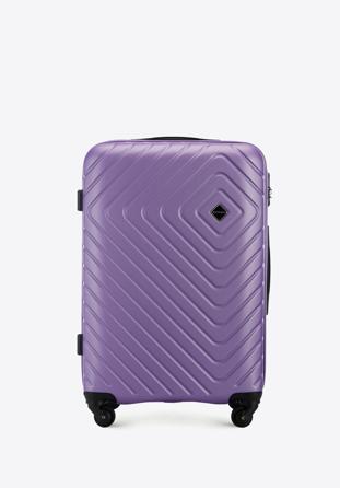 Średnia walizka z ABS-u z geometrycznym tłoczeniem fioletowa