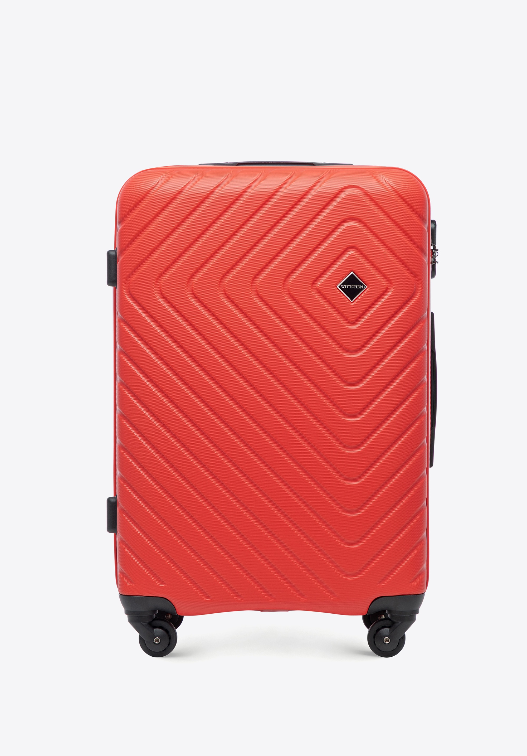 Medium-sized suitcase with geometric design, red, 56-3A-752-30, Photo 1