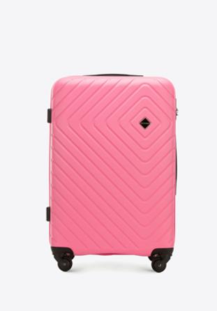Średnia walizka z ABS-u z geometrycznym tłoczeniem, różowy, 56-3A-752-34, Zdjęcie 1