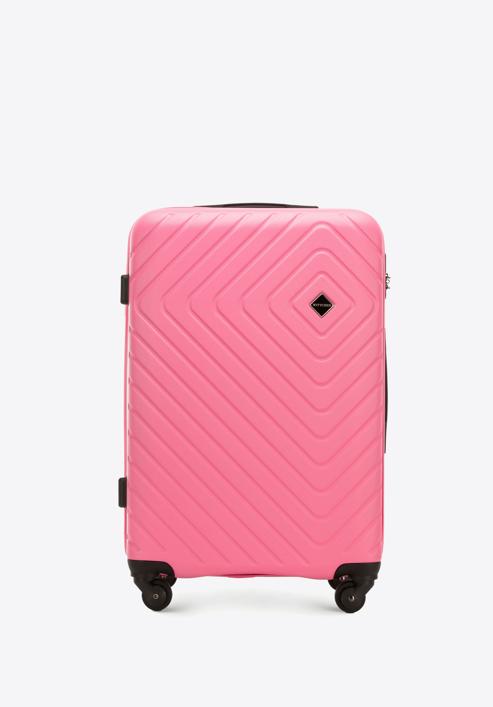 Średnia walizka z ABS-u z geometrycznym tłoczeniem, różowy, 56-3A-752-35, Zdjęcie 1