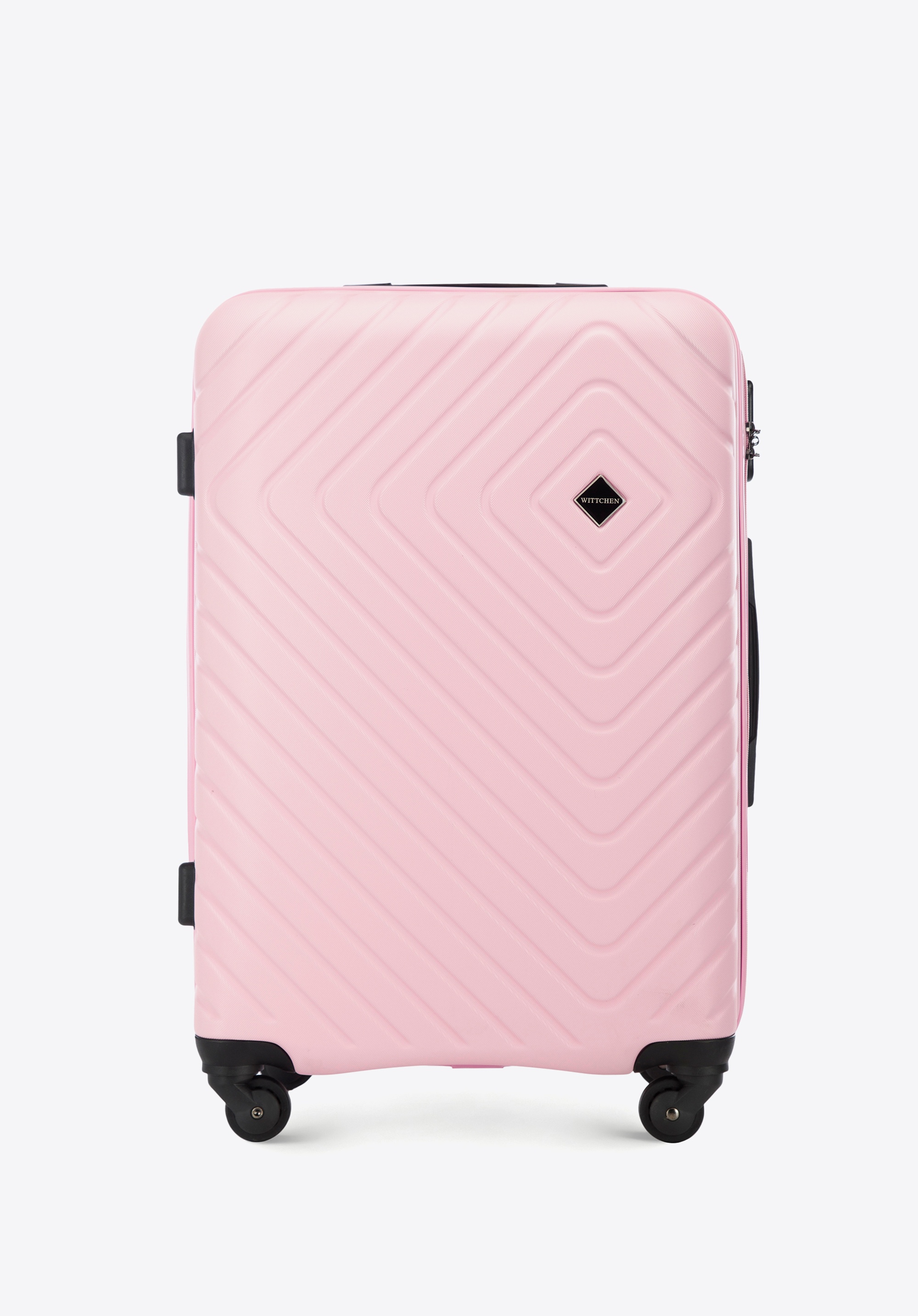 Medium-sized suitcase with geometric design, light pink, 56-3A-752-35, Photo 1