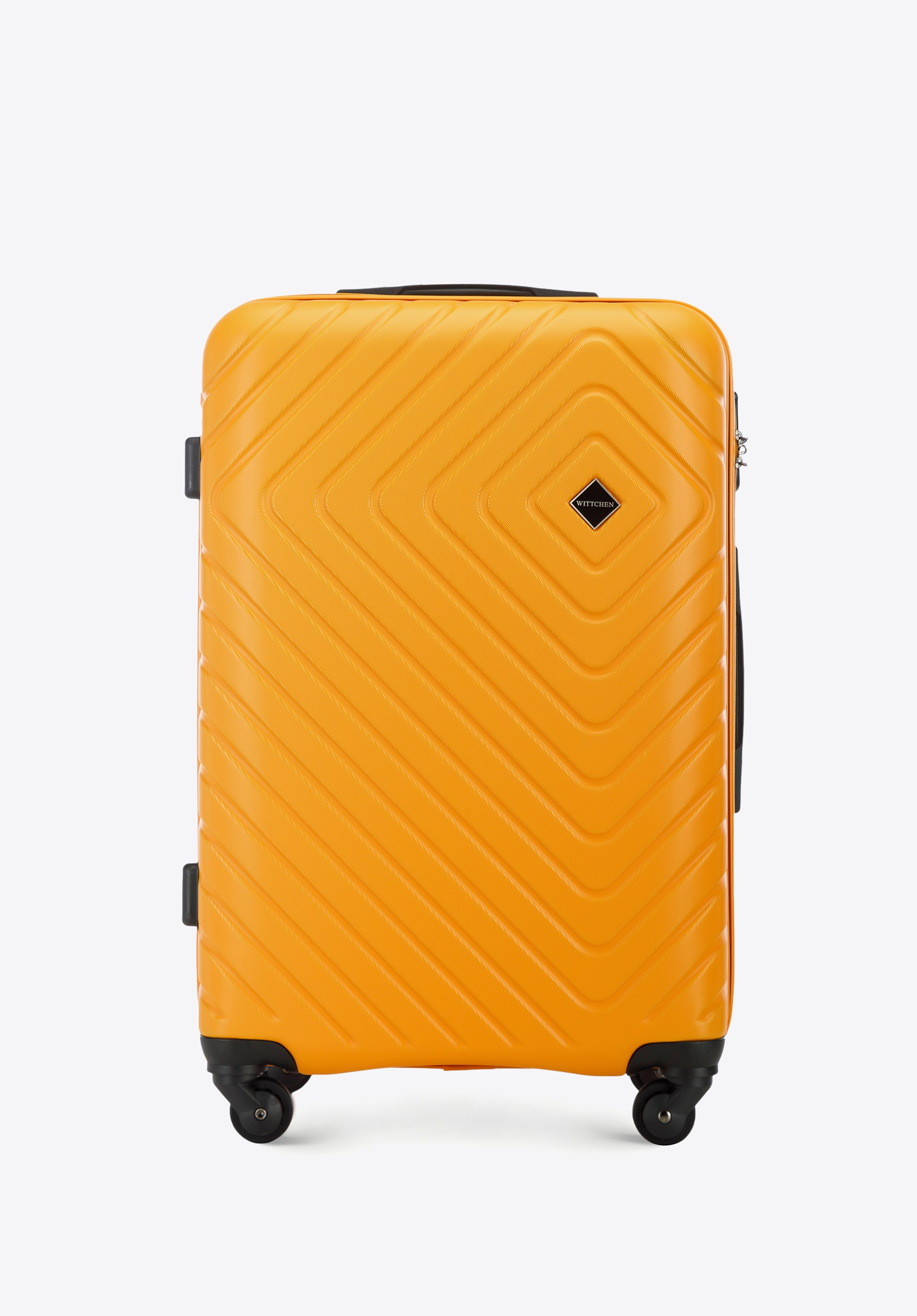 Medium-sized suitcase with geometric design, orange, 56-3A-752-55, Photo 1
