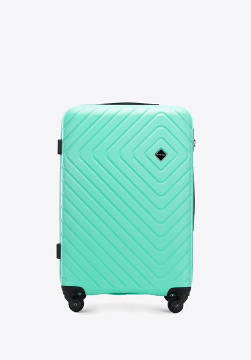 Średnia walizka z ABS-u z geometrycznym tłoczeniem, miętowy, 56-3A-752-91, Zdjęcie 1