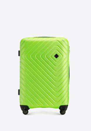 Średnia walizka z ABS-u z geometrycznym tłoczeniem limonkowa
