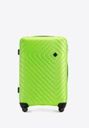 Średnia walizka z ABS-u z geometrycznym tłoczeniem, limonkowy, 56-3A-752-11, Zdjęcie 1