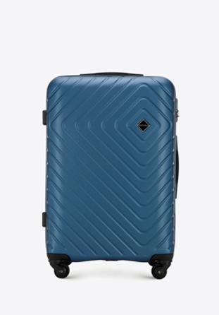 Medium-sized suitcase with geometric design, dark blue, 56-3A-752-91, Photo 1