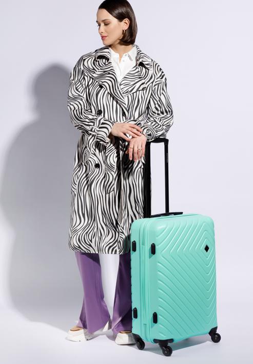 Średnia walizka z ABS-u z geometrycznym tłoczeniem, miętowy, 56-3A-752-91, Zdjęcie 15