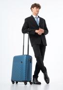 Średnia walizka z ABS-u z geometrycznym tłoczeniem, ciemnoniebieski, 56-3A-752-55, Zdjęcie 15