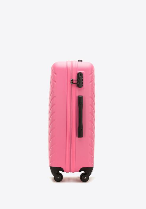 Zestaw walizek z ABS-u z geometrycznym tłoczeniem, różowy, 56-3A-75S-11, Zdjęcie 3