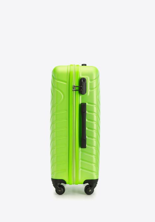 Średnia walizka z ABS-u z geometrycznym tłoczeniem, limonkowy, 56-3A-752-55, Zdjęcie 2