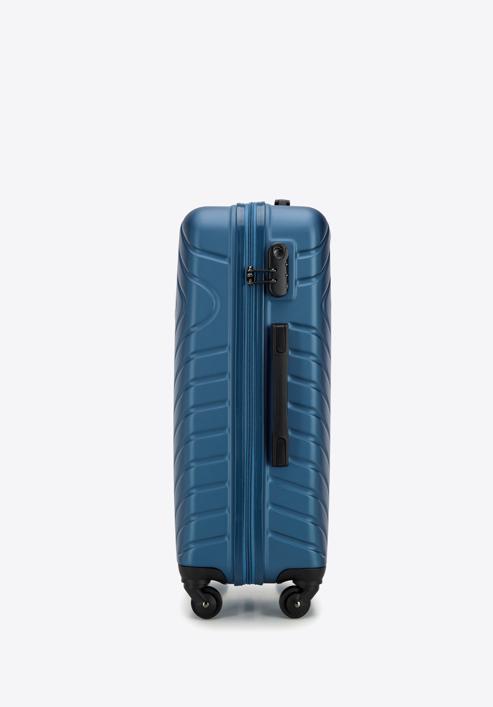 Średnia walizka z ABS-u z geometrycznym tłoczeniem, ciemnoniebieski, 56-3A-752-55, Zdjęcie 2