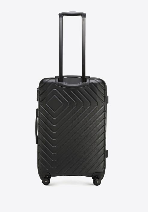 Średnia walizka z ABS-u z geometrycznym tłoczeniem, czarno-grafitowy, 56-3A-752-25, Zdjęcie 3