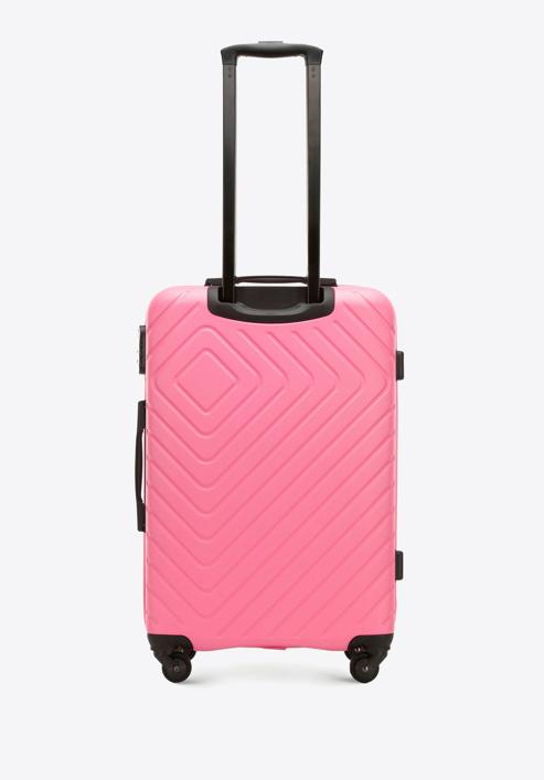 Średnia walizka z ABS-u z geometrycznym tłoczeniem, różowy, 56-3A-752-35, Zdjęcie 3