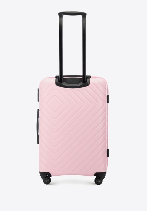 Zestaw walizek z ABS-u z geometrycznym tłoczeniem, jasny róż, 56-3A-75S-11, Zdjęcie 4