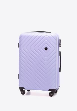 Średnia walizka z ABS-u z geometrycznym tłoczeniem, jasny fiolet, 56-3A-752-24, Zdjęcie 1