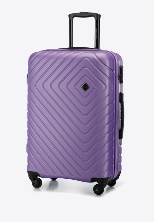 Średnia walizka z ABS-u z geometrycznym tłoczeniem, fioletowy, 56-3A-752-11, Zdjęcie 4