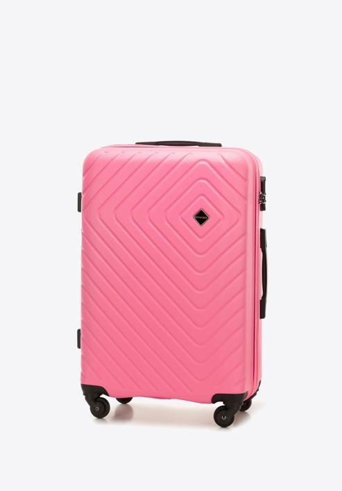 Średnia walizka z ABS-u z geometrycznym tłoczeniem, różowy, 56-3A-752-35, Zdjęcie 4