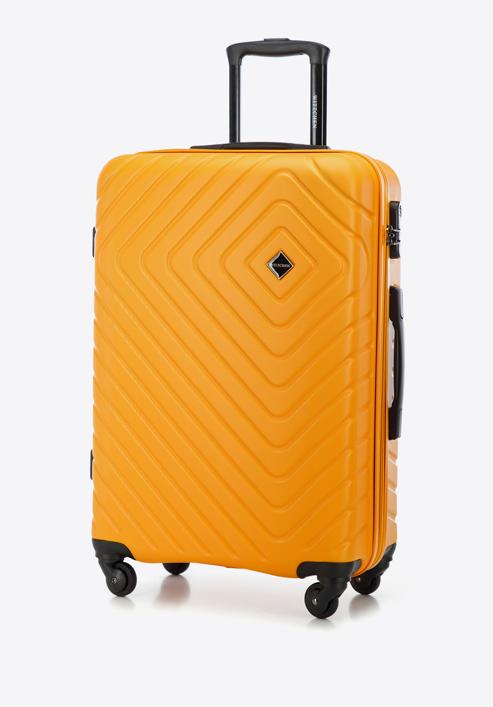 Średnia walizka z ABS-u z geometrycznym tłoczeniem, pomarańczowy, 56-3A-752-91, Zdjęcie 4