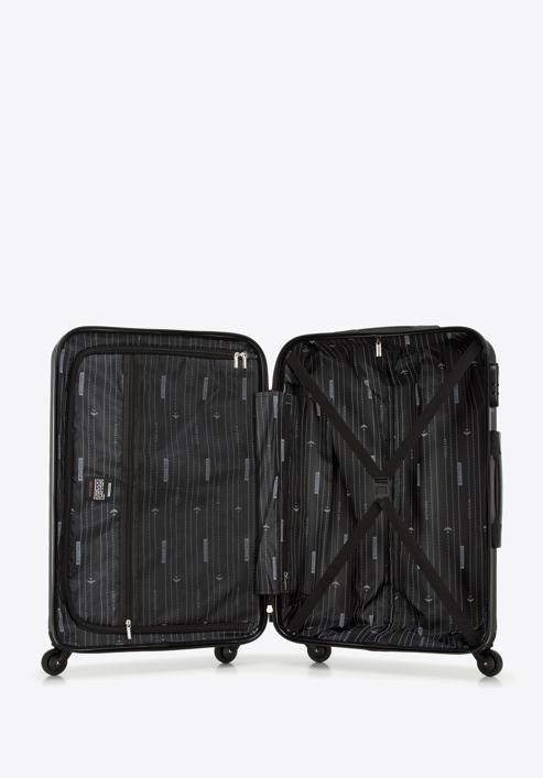 Średnia walizka z ABS-u z geometrycznym tłoczeniem, czarno-grafitowy, 56-3A-752-25, Zdjęcie 5