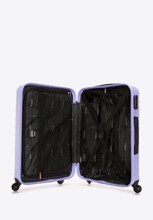 Średnia walizka z ABS-u z geometrycznym tłoczeniem, jasny fiolet, 56-3A-752-35, Zdjęcie 5
