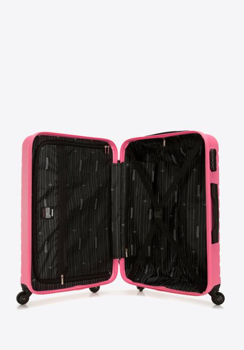 Średnia walizka z ABS-u z geometrycznym tłoczeniem, różowy, 56-3A-752-35, Zdjęcie 5