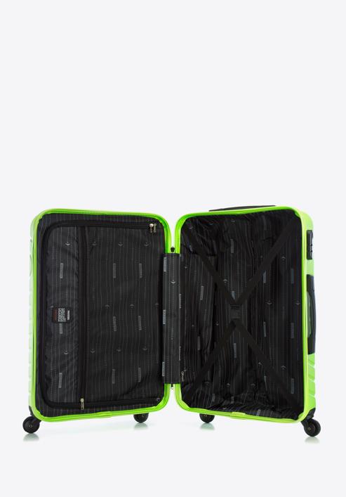 Średnia walizka z ABS-u z geometrycznym tłoczeniem, limonkowy, 56-3A-752-11, Zdjęcie 5