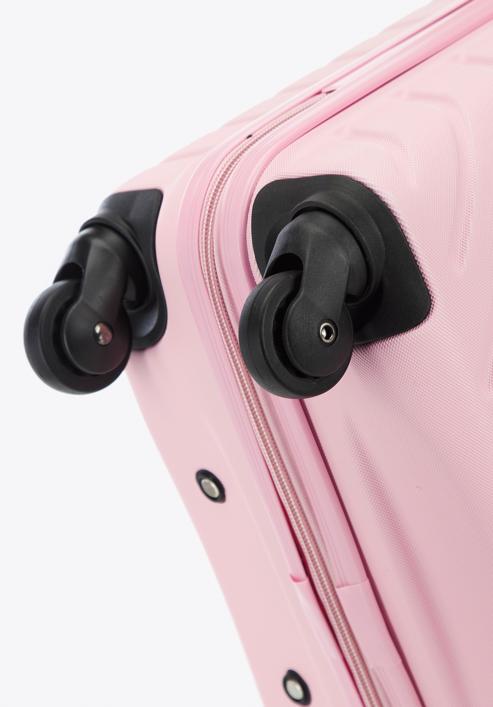 Zestaw walizek z ABS-u z geometrycznym tłoczeniem, jasny róż, 56-3A-75S-11, Zdjęcie 7