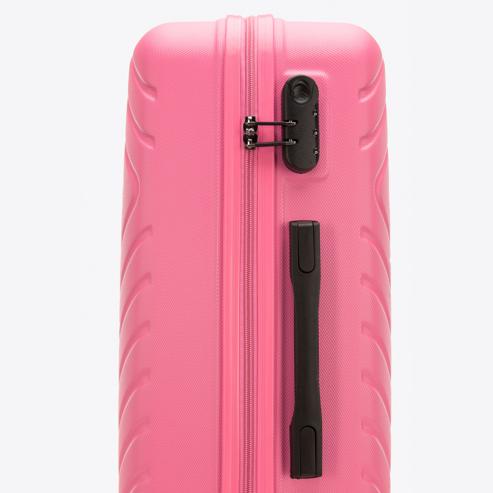 Średnia walizka z ABS-u z geometrycznym tłoczeniem, różowy, 56-3A-752-35, Zdjęcie 7
