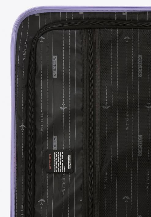 Duża walizka z ABS-u z geometrycznym tłoczeniem, jasny fiolet, 56-3A-753-35, Zdjęcie 8