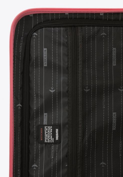 Duża walizka z ABS-u z geometrycznym tłoczeniem, różowy, 56-3A-753-11, Zdjęcie 8