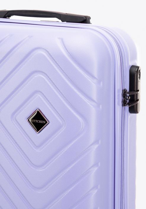 Średnia walizka z ABS-u z geometrycznym tłoczeniem, jasny fiolet, 56-3A-752-35, Zdjęcie 9
