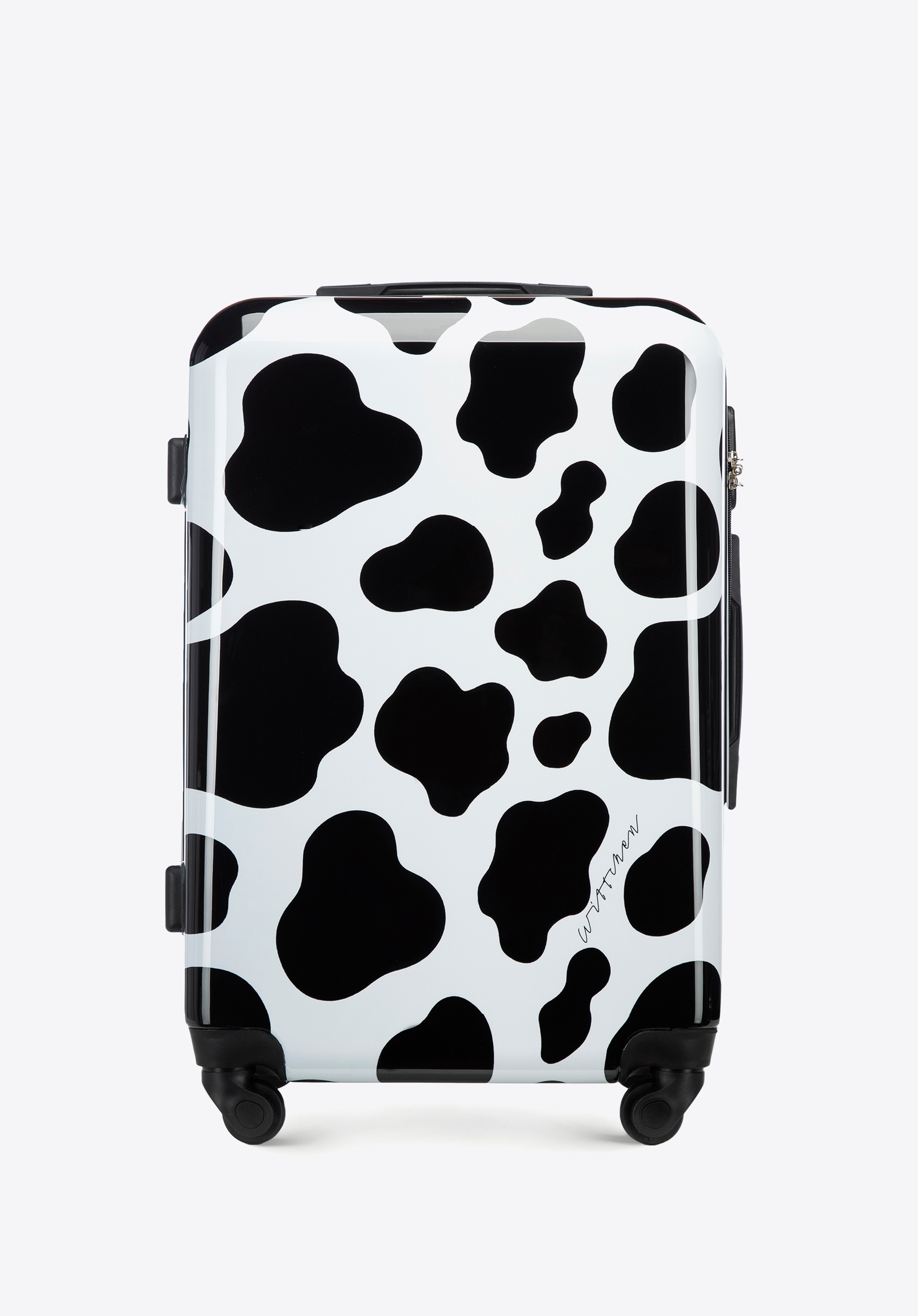 Średnia walizka z ABS-u z nadrukiem, czarno-biały, 56-3A-642-C, Zdjęcie 1