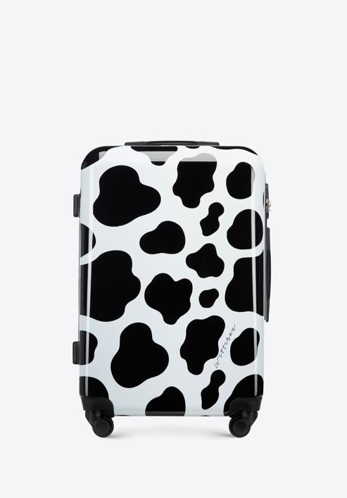 Średnia walizka z ABS-u z nadrukiem, czarno-biały, 56-3A-642-55, Zdjęcie 1