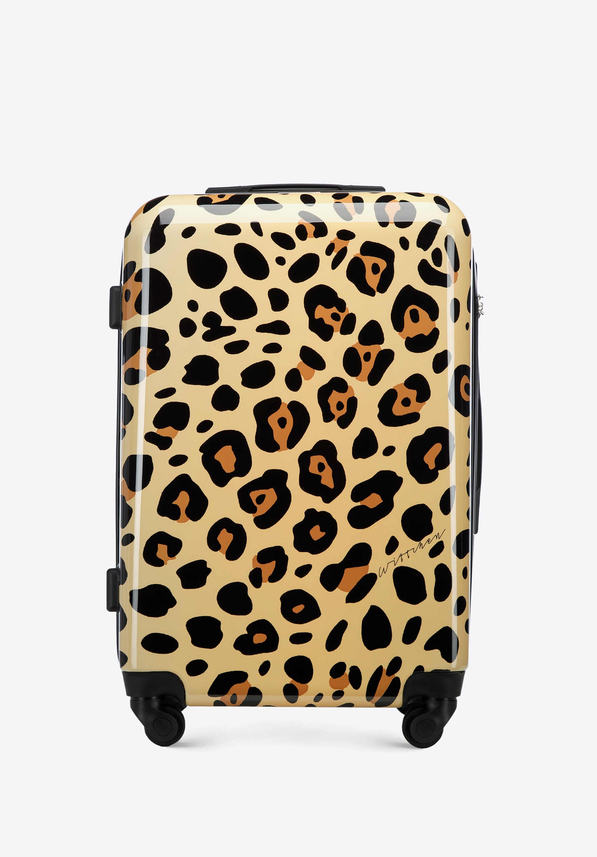 Średnia walizka z ABS-u z nadrukiem, beżowo-brązowy, 56-3A-642-L, Zdjęcie 1