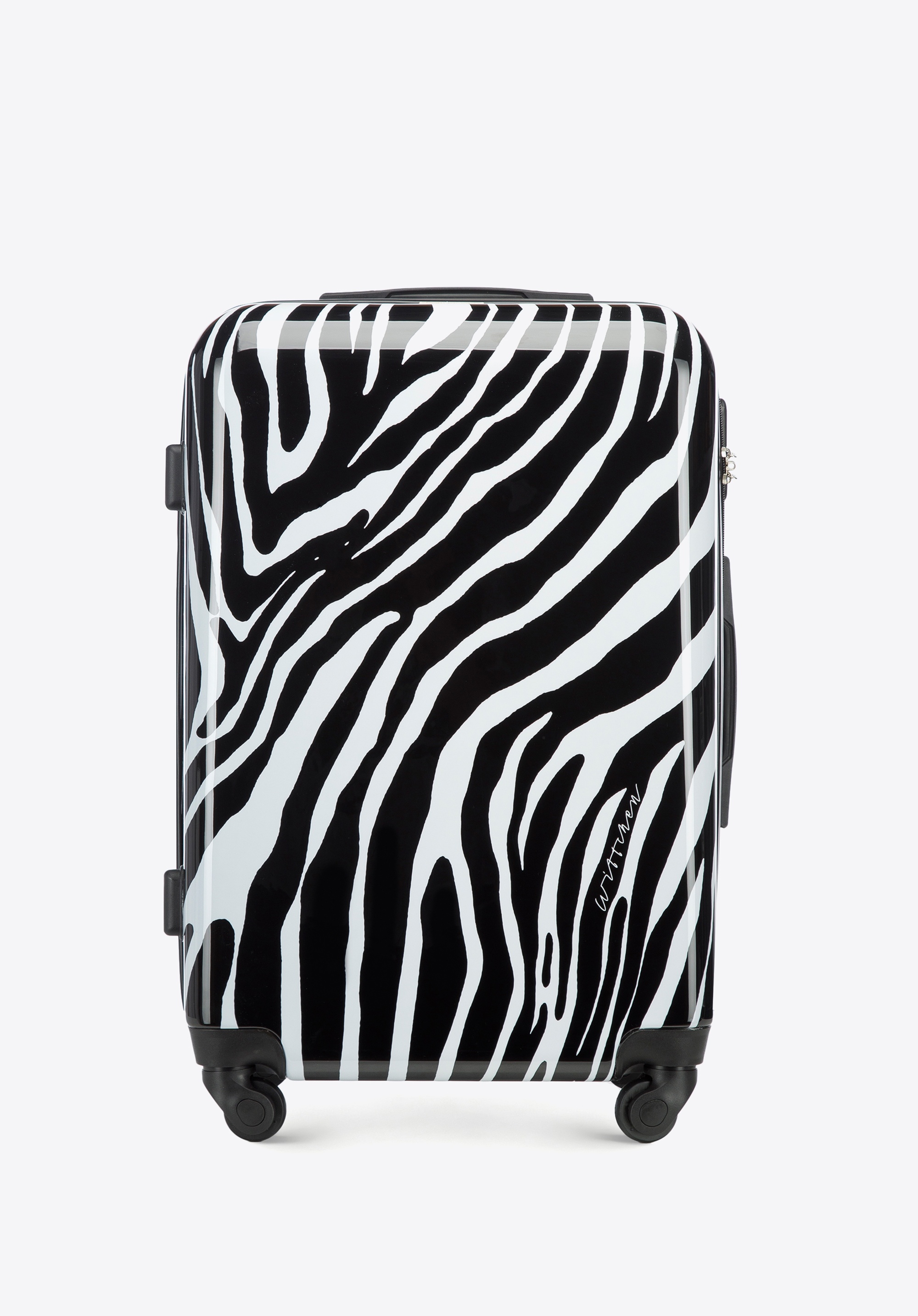 Średnia walizka z ABS-u z nadrukiem, biało-czarny, 56-3A-642-Z, Zdjęcie 1