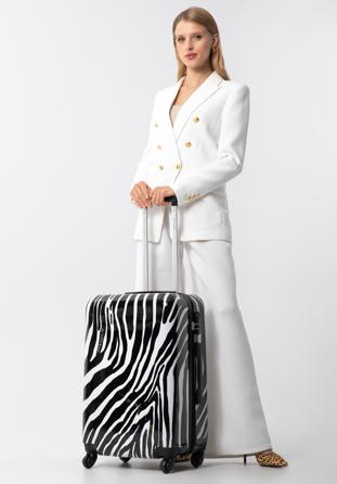 Średnia walizka z ABS-u z nadrukiem, biało-czarny, 56-3A-642-Z, Zdjęcie 1