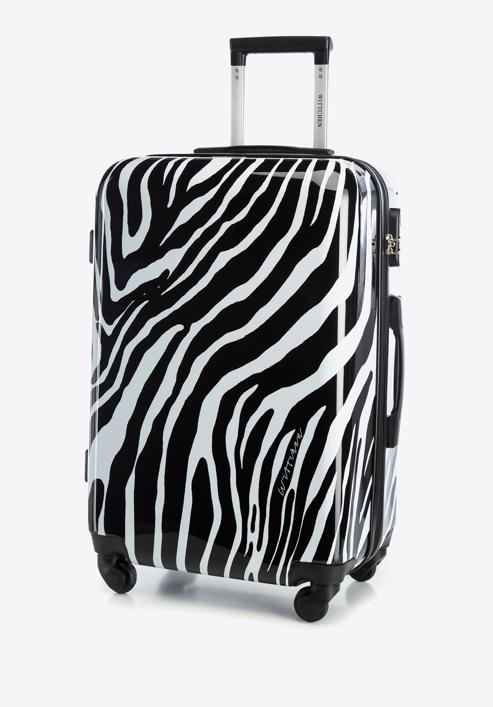 Średnia walizka z ABS-u z nadrukiem, biało-czarny, 56-3A-642-35, Zdjęcie 4