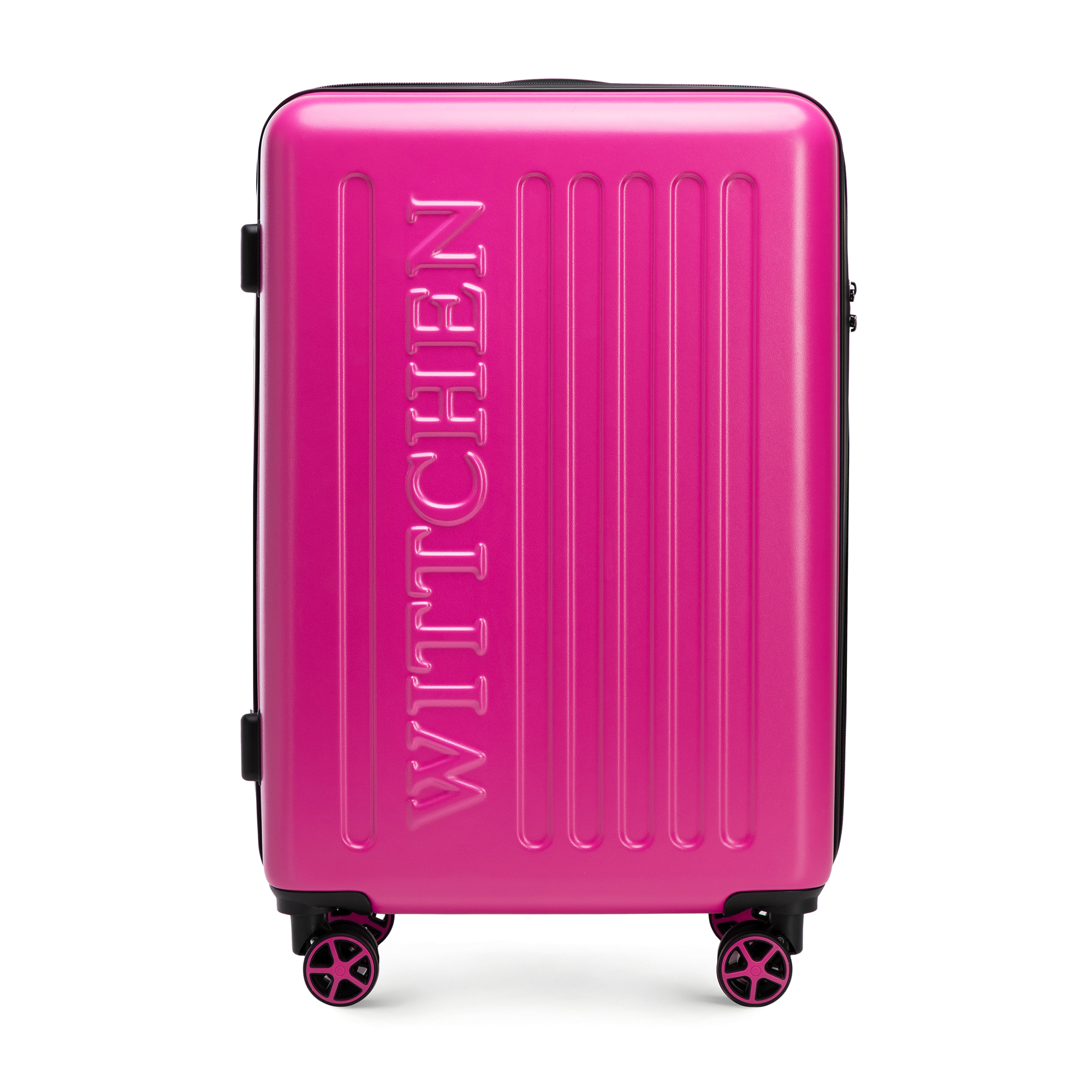 Stredný kufor z ABS s vyrazeným logom fuchsia 56-3A-502-34