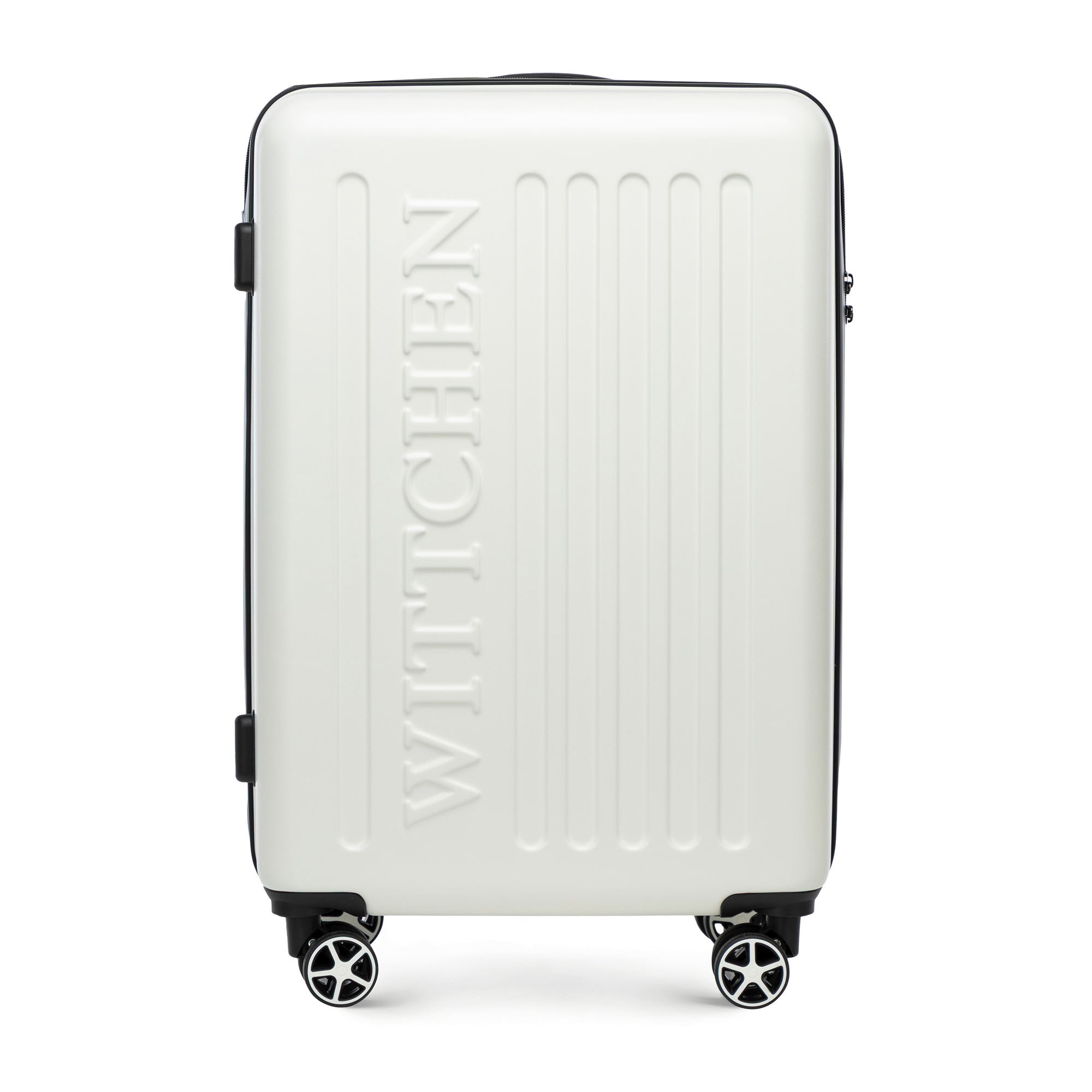 Stredný kufor z ABS s reliéfnym logom, biely 56-3A-502-89