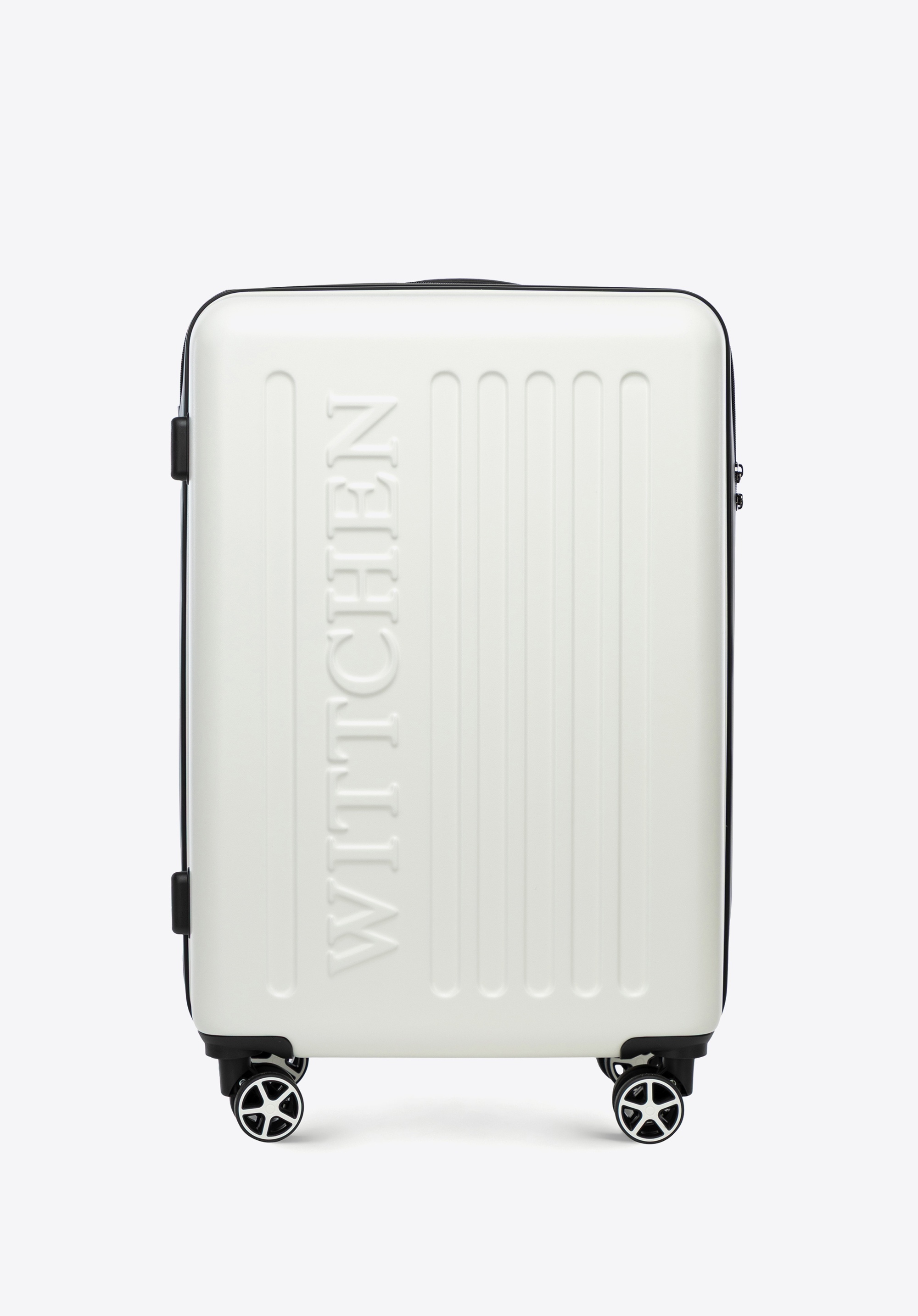 Średnia walizka z ABS-u z tłoczonym logo, biały, 56-3A-502-89, Zdjęcie 1