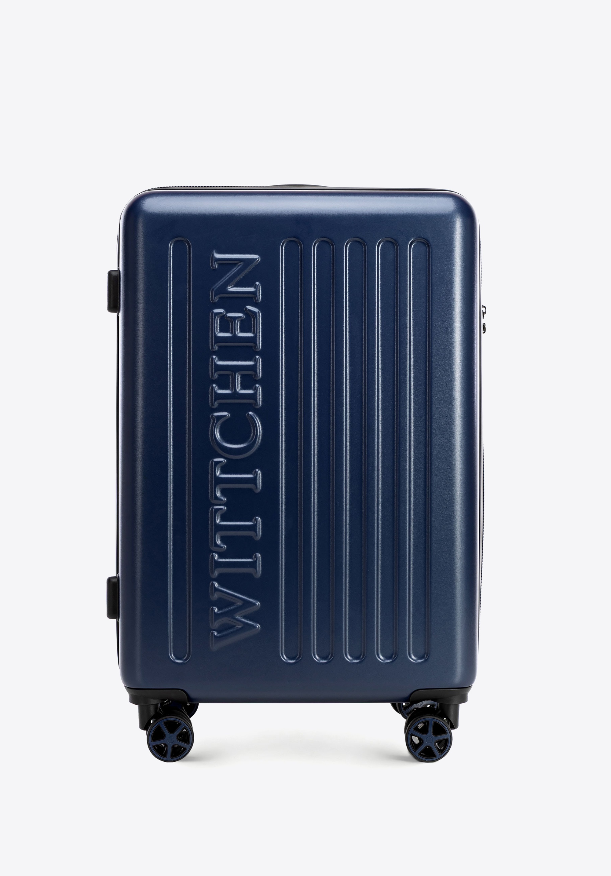 Średnia walizka z ABS-u z tłoczonym logo, granatowy, 56-3A-502-90, Zdjęcie 1
